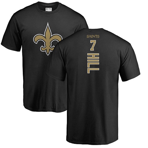 Men New Orleans Saints Black Taysom Hill Backer NFL Football #7 T Shirt